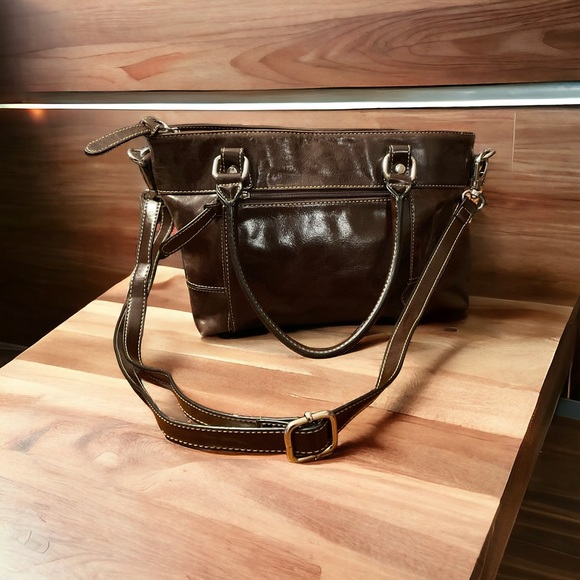 Giani Bernini Handle & Adjustable Latch Off Crossbody Strap Genuine Leather Bag! - Picture 9 of 16